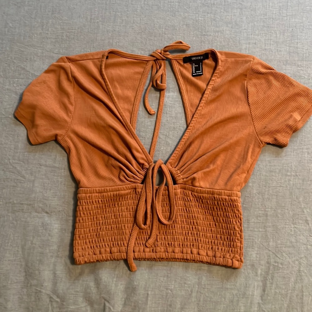 Forever 21 deep v open back crop top - size small. Brand new never worn.